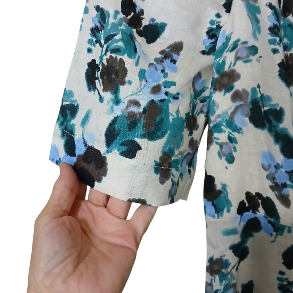 Tuckernuck Hadley Dress Small S Linen Floral Maxi Midi Budding Bluebell Button - Picture 8 of 16